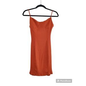 Iris Burnt Orange Tank Spaghetti Straps Stretch Mini Dress Sz Small NWOT